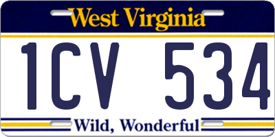 WV license plate 1CV534