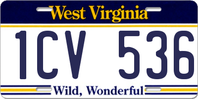 WV license plate 1CV536