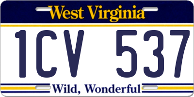 WV license plate 1CV537