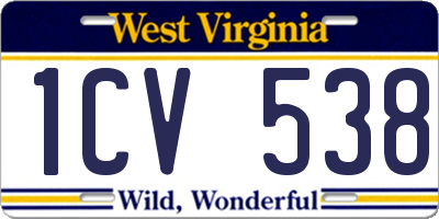 WV license plate 1CV538