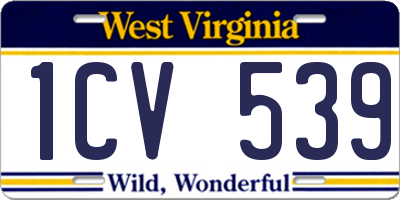 WV license plate 1CV539