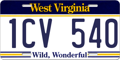 WV license plate 1CV540