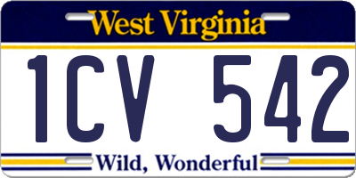 WV license plate 1CV542