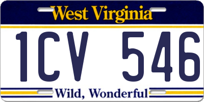 WV license plate 1CV546