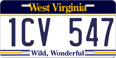 WV license plate 1CV547