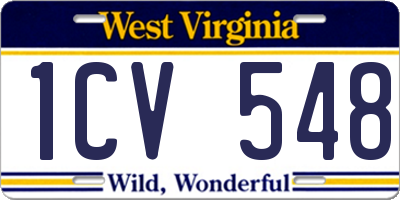 WV license plate 1CV548