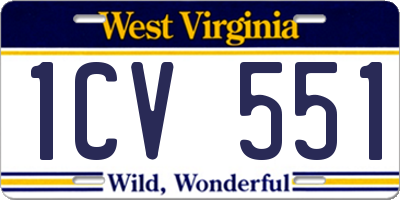 WV license plate 1CV551