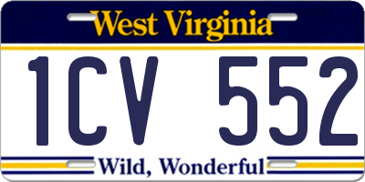 WV license plate 1CV552