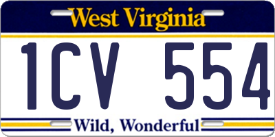 WV license plate 1CV554