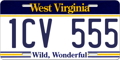 WV license plate 1CV555