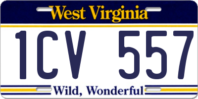WV license plate 1CV557