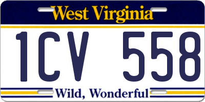 WV license plate 1CV558