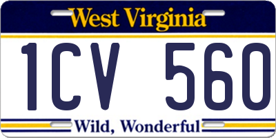 WV license plate 1CV560