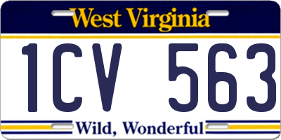 WV license plate 1CV563