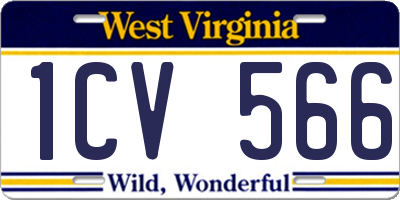 WV license plate 1CV566