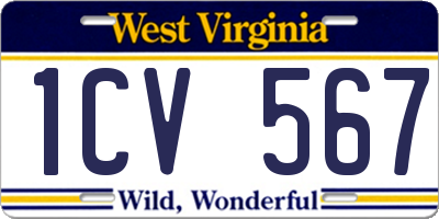 WV license plate 1CV567