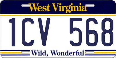 WV license plate 1CV568
