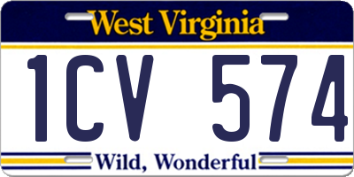 WV license plate 1CV574