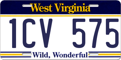 WV license plate 1CV575
