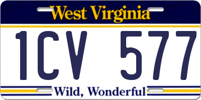 WV license plate 1CV577