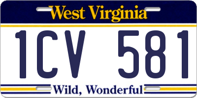 WV license plate 1CV581