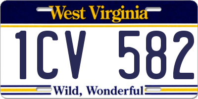 WV license plate 1CV582