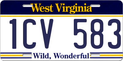 WV license plate 1CV583