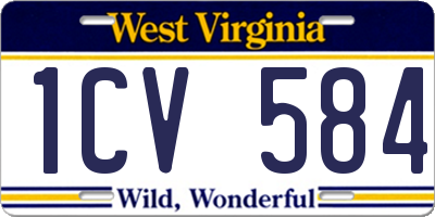 WV license plate 1CV584
