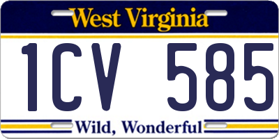 WV license plate 1CV585