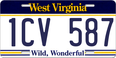 WV license plate 1CV587