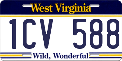 WV license plate 1CV588