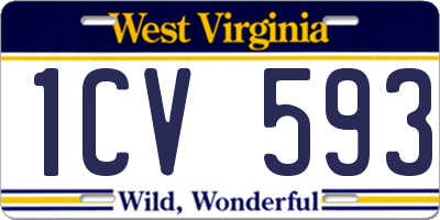 WV license plate 1CV593