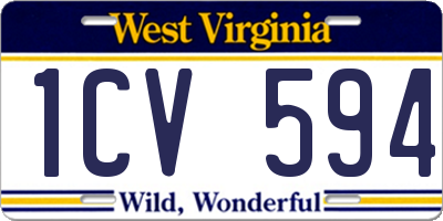 WV license plate 1CV594