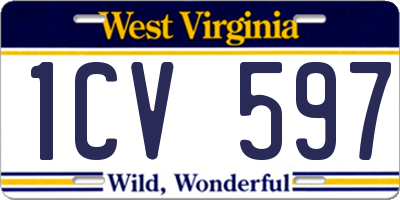 WV license plate 1CV597