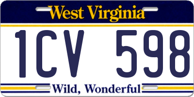 WV license plate 1CV598