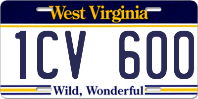 WV license plate 1CV600