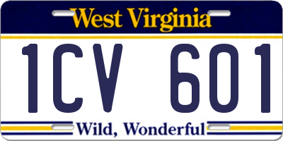 WV license plate 1CV601