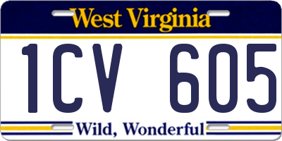 WV license plate 1CV605