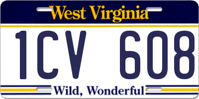 WV license plate 1CV608