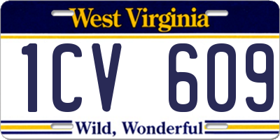 WV license plate 1CV609