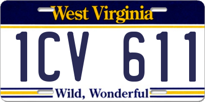 WV license plate 1CV611