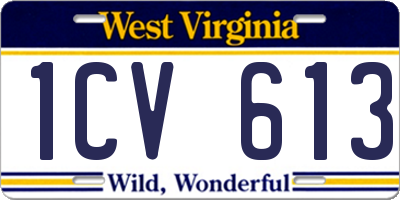 WV license plate 1CV613