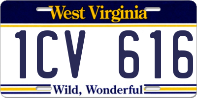 WV license plate 1CV616