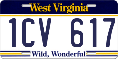 WV license plate 1CV617