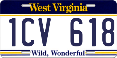 WV license plate 1CV618