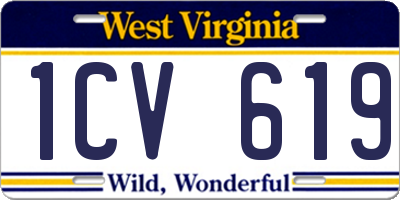 WV license plate 1CV619