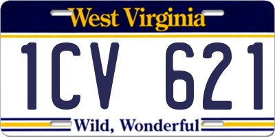 WV license plate 1CV621