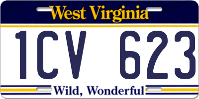 WV license plate 1CV623