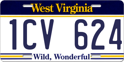 WV license plate 1CV624