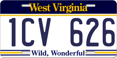 WV license plate 1CV626